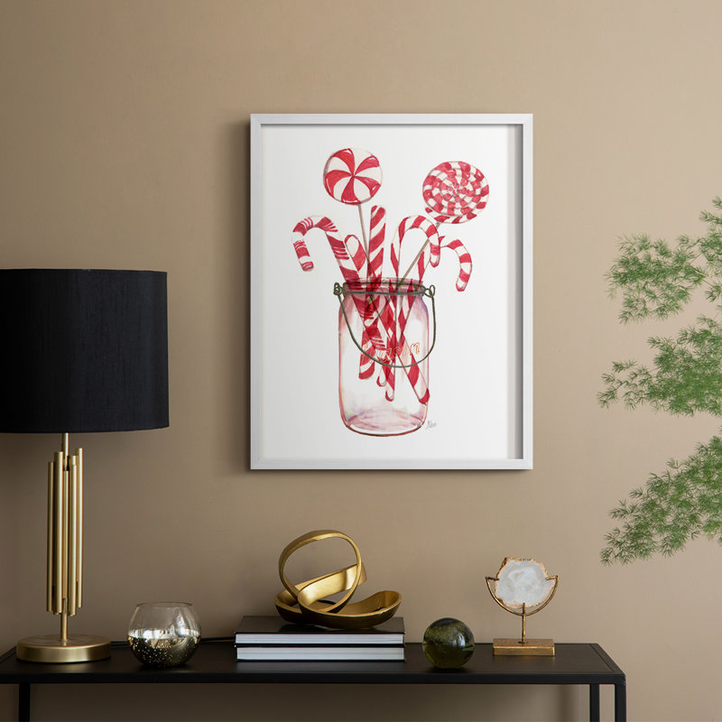 «Peppermint Treats», reproduction encadrée - bois massif, H 11 po x l 9 po, Blanc