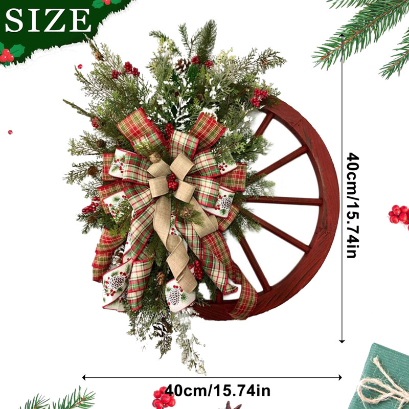Couronne de Noël en forme de roue de chariot en forme d'arc de Noël 40Cm