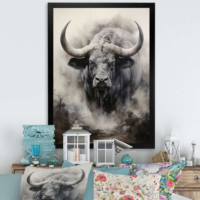 Keidy Afrique - buffles d'Afrique - impression, Cadre simple noir, H 40 po x l 30 po x P 1,5 po