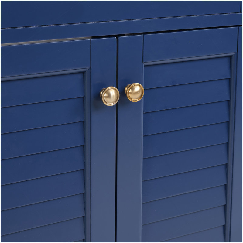 Meuble-lavabo bleu 36 po avec lavabo en céramique - Tiroirs à fermeture en douceur, structure en bois, rangement multi-organisateur