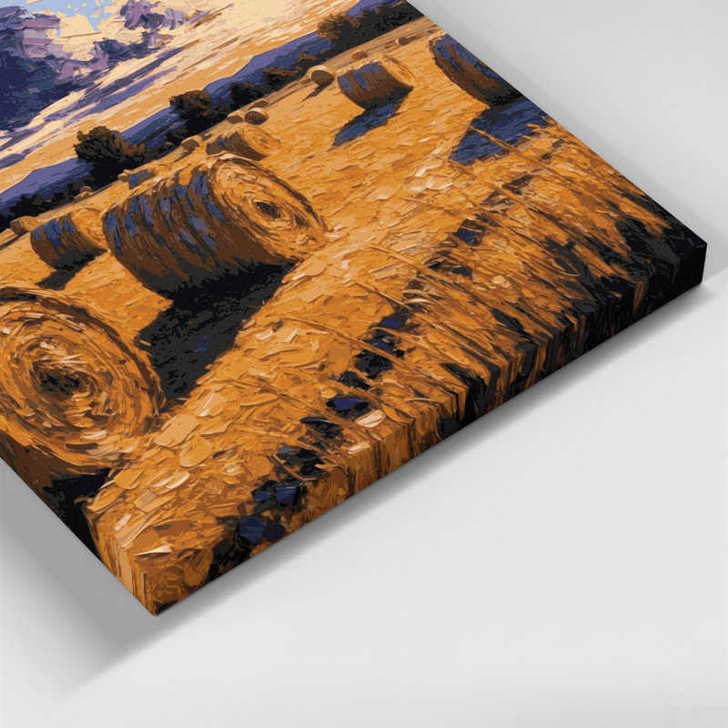 «Farm Hay Bales», art mural sur toile mauve, H 16 po x l 16 po