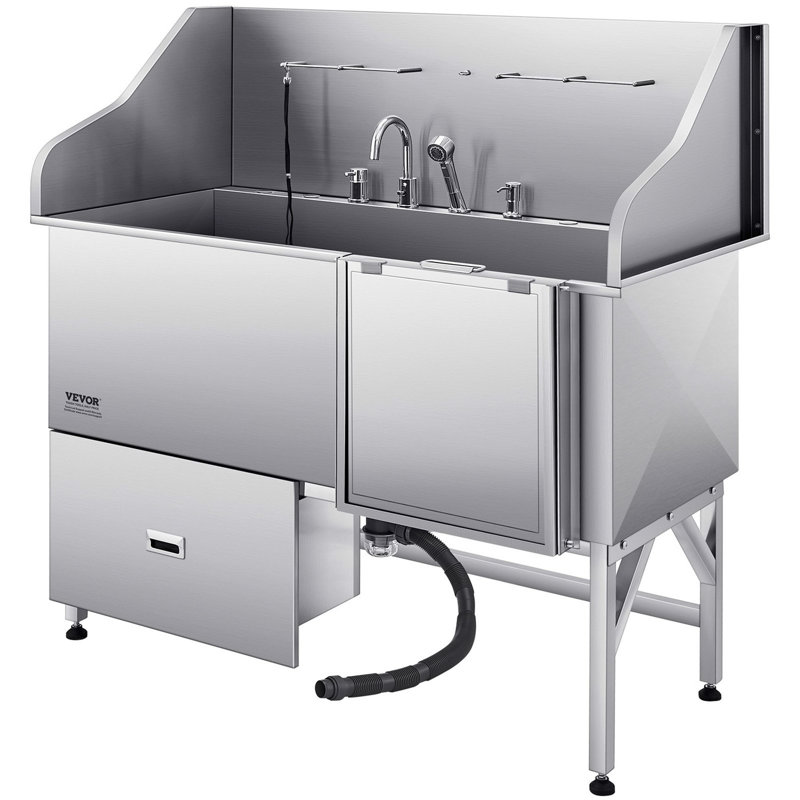 Dog Grooming Bath Tub with Ramp Water Filter