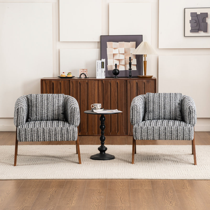 Chaise d'appoint rembourrée de style Mid-Century avec pieds en bois massif, Noir