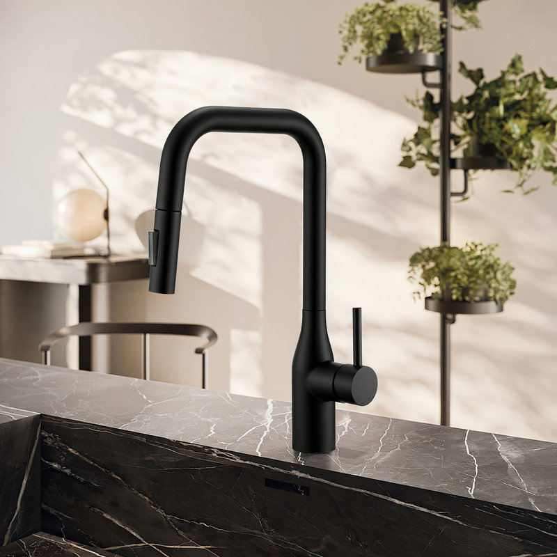 Robinet de cuisine rétractable à poignée unique Sammi, Matte Black