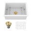 Évier de cuisine en céramique blanche à double cuve à montage sur plan encastré / encastré en argile réfractaire L 24 po x l 18 po-131521400