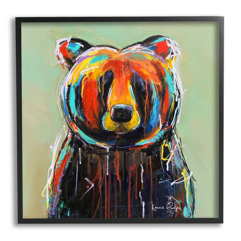 «Abstract Urban Bear Graffiti Gray», art de la giclée par Karrie Evenson, Giclée encadrée noir minuit