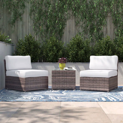 Fully Assembled Rattan Wicker 2-Person Seating Set With Cushions