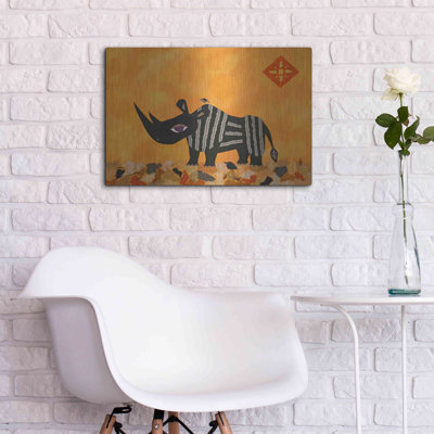 Red Barrel Studio® «Rhino with Summer Sky» par Casey Craig, art mural en métal, 24 po x 16 po