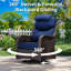 Ensemble de conversation en osier pour 2 personnes, 2 chaises pivotantes avec repose-tête, 1 table d'appoint et coussins bleus-803848879