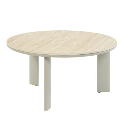 Table basse en céramique grise, fabriquée avec des matériaux pour la longévité