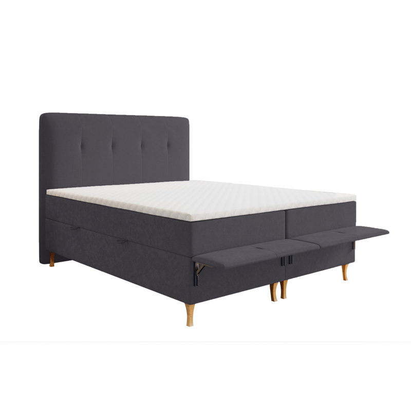 Boxspring Bed Rio with Storage, Cream gray, 180 x 200cm