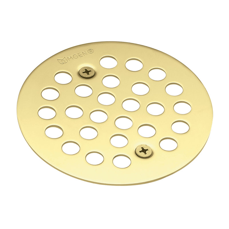 Kingsley Grid Shower Drain, Polished Brass, Screw-In
