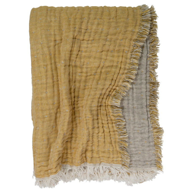 Cozi Throw, Goldenrod/Heather Gray