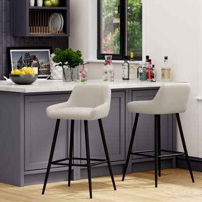 Upholstered Counter Stool With Metal Frame
