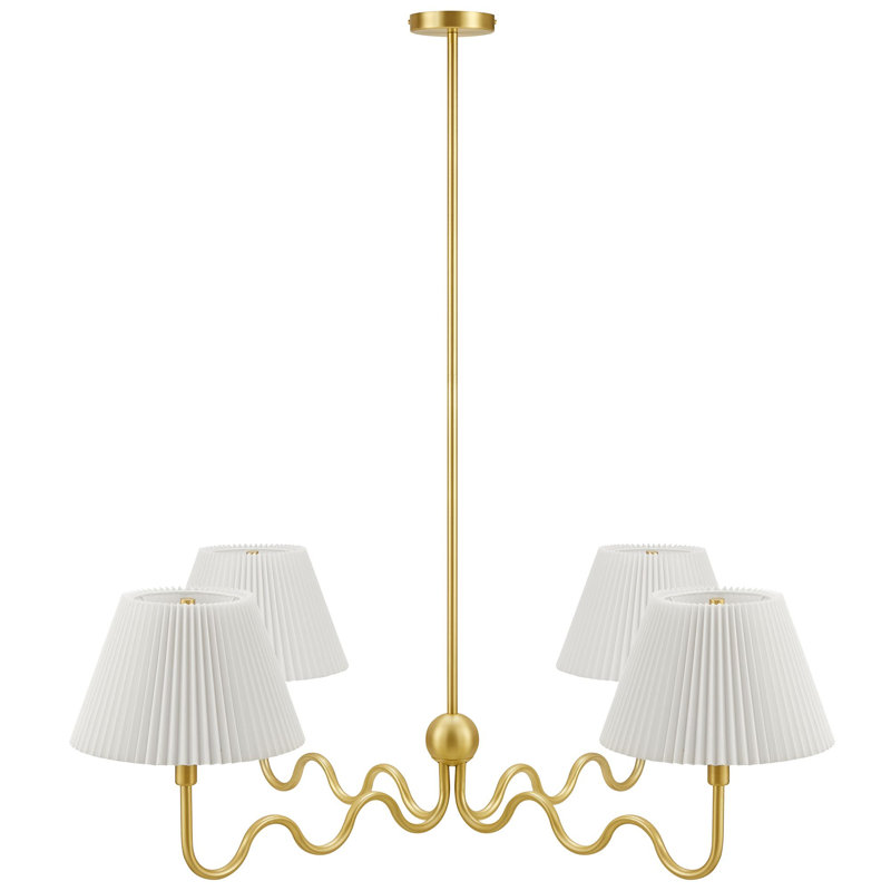 Luminaire suspendu Wave à 4 bras Wave, Laiton