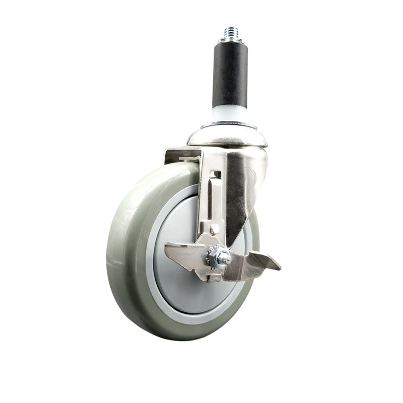 Frein à roulettes extensible pivotant en polyuréthane 316SS 316SS, gris