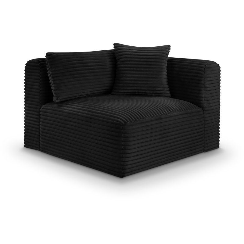 Fauteuil d'angle Carmean, Velours côtelé noir