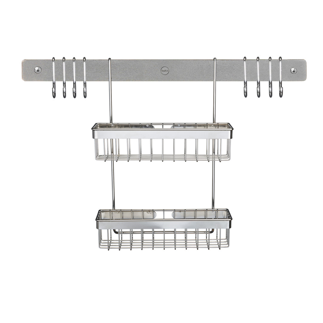 Steel Wall Rail and 2 Tier Spice Rack Utensil Holder