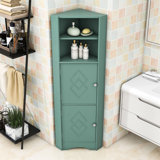 Freestanding Corner Cabinet for Bathrooms with Adjustable Shelves and Enclosed Storage