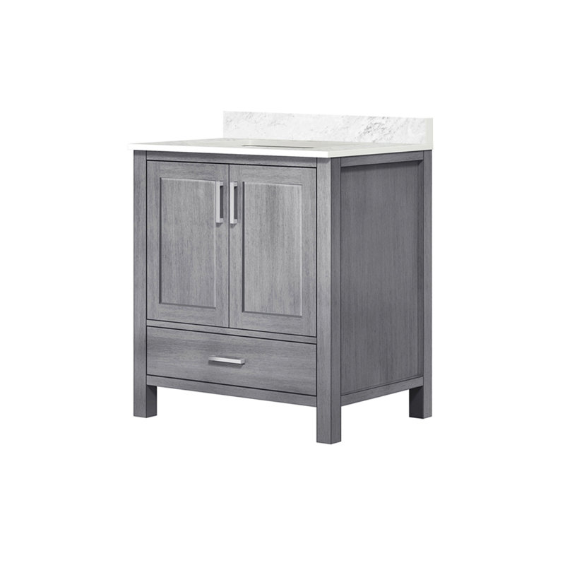 Distressed Grey Bath Vanity 30 In. W X 22 In. D, With Carrara Marble Top