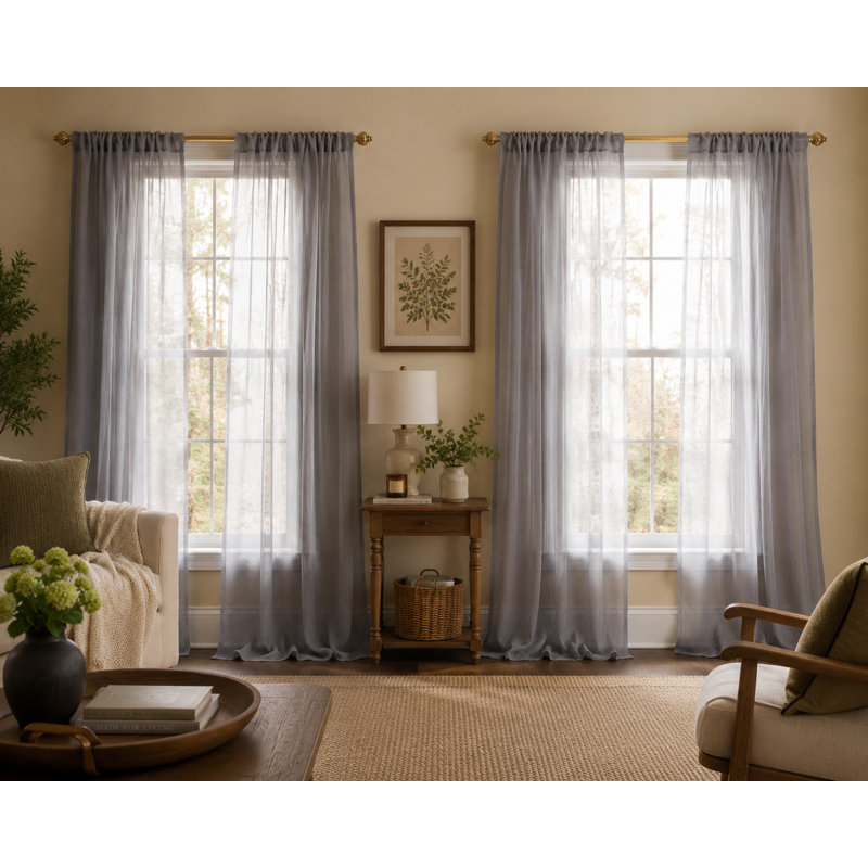 Morning Mist Sheer Curtain Single Panel, 52" W x 84" L