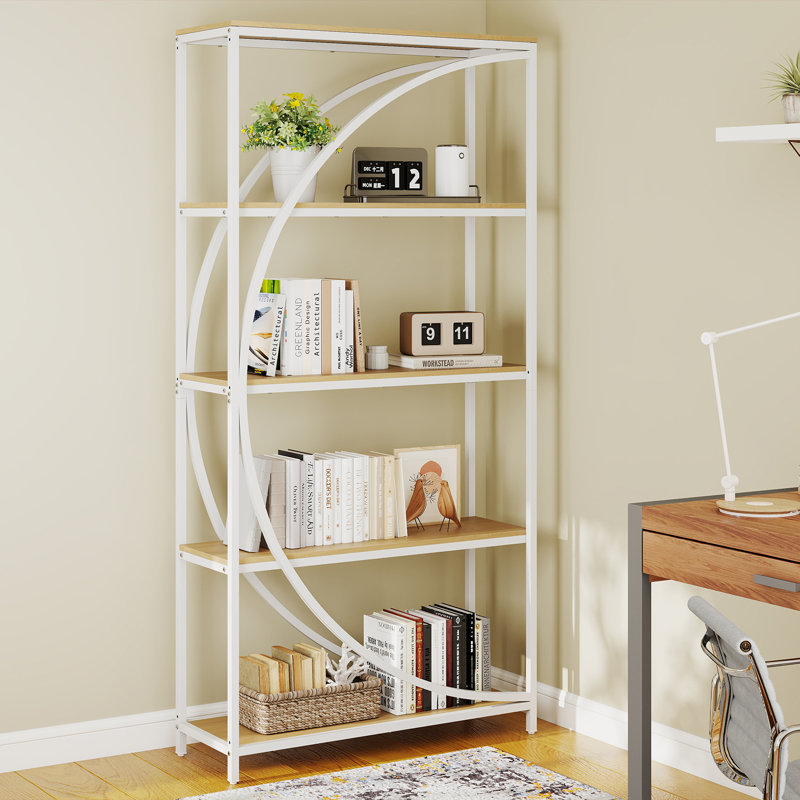 175cm H x 86cm W Metal Etagere Bookcase, Yellow