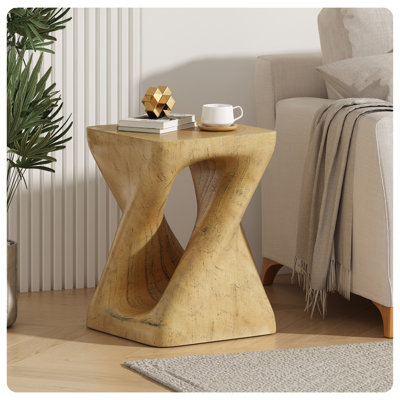 MGO Twist Shape Side Table, Wood-Like Texture