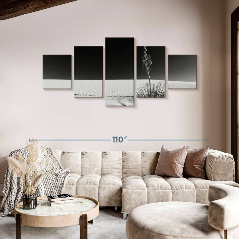 Sable blanc impression monochrome, H 42 po x l 92 po