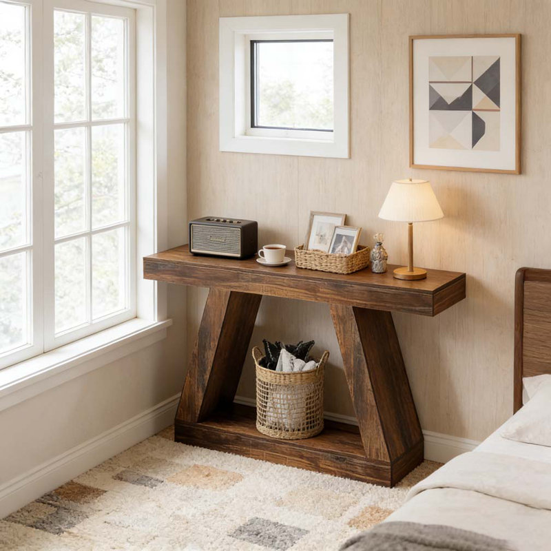 Sofa Table,Storage Console Table, Dark Brown
