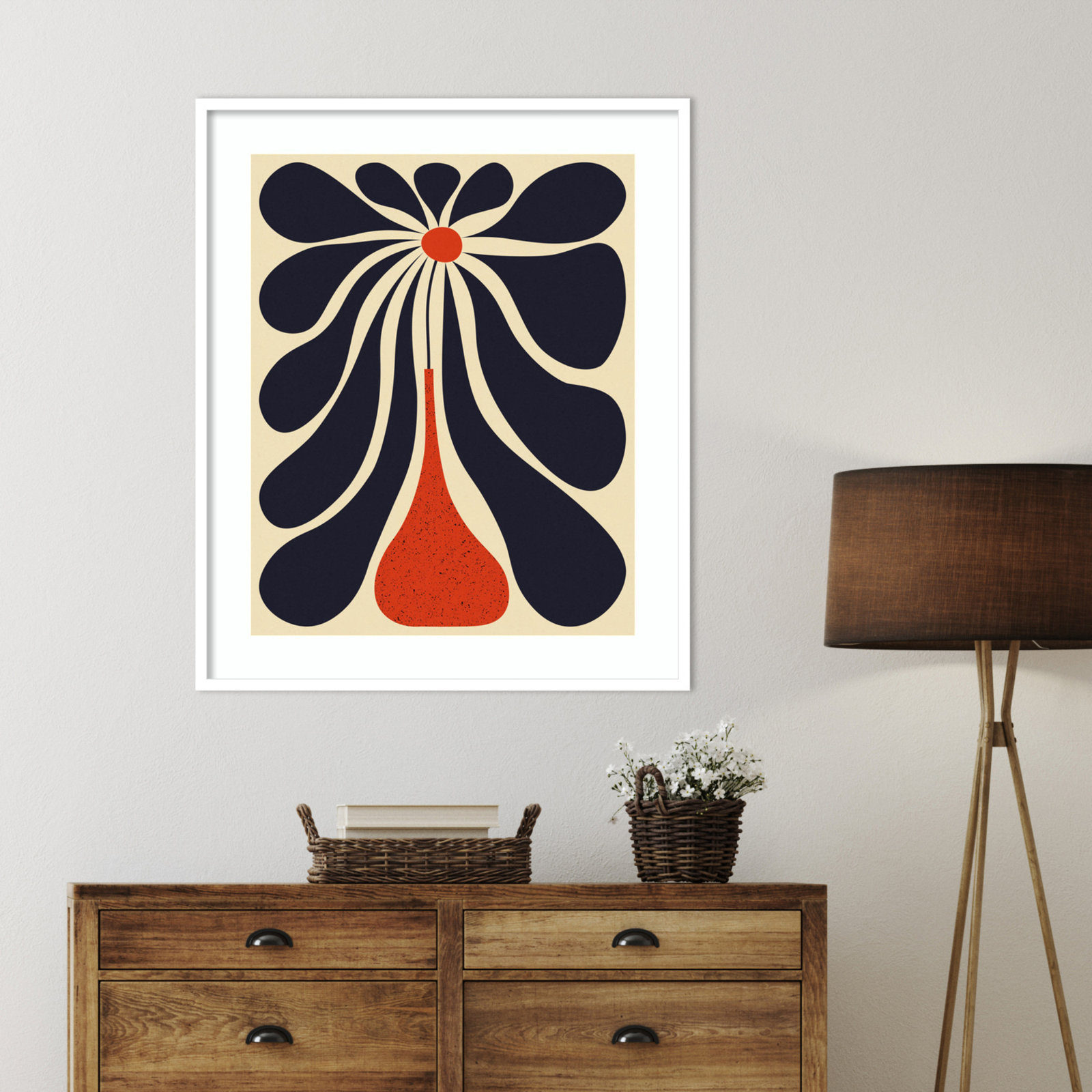 Lazy Flower Print by Alisa Galitsyna, White Framed, 40" H x 33" W