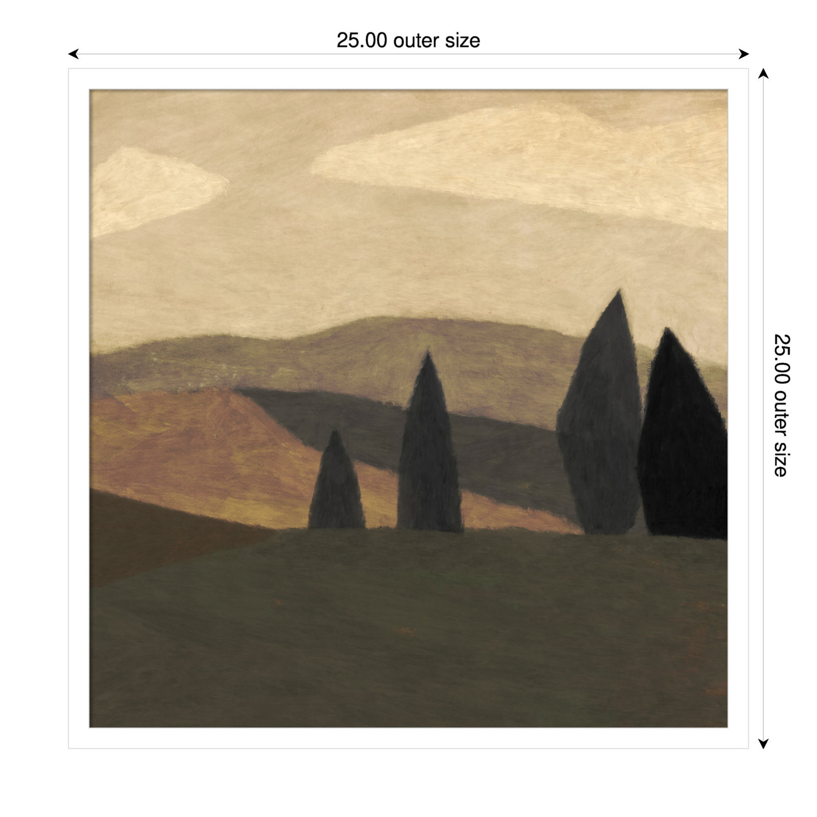 Paysage 2 Print by Dan Hobday, White, 25" H x 25" W