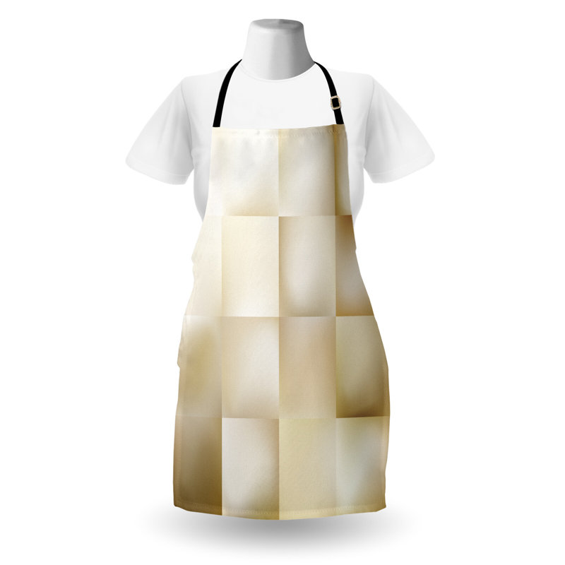 Tablier géométrique East Urban Home unisexe, abstrait carré ombragé, taille adulte, beige crème