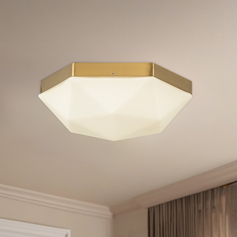 Plafonnier encastré moderne 2 lumières 12 po Arlenne, Or brossé