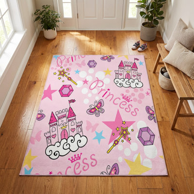 Fairy Tale Princess Pink Kids Area Rug