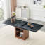Une table de salle à manger extensible avec espace de rangement, une table de salle à manger extensible de 59 à 71 pouces. Table à tirer rectangulaire avec structure en MDF robuste, pouvant accueillir de 4 à 8 personnes.-2130345930-2130345941
