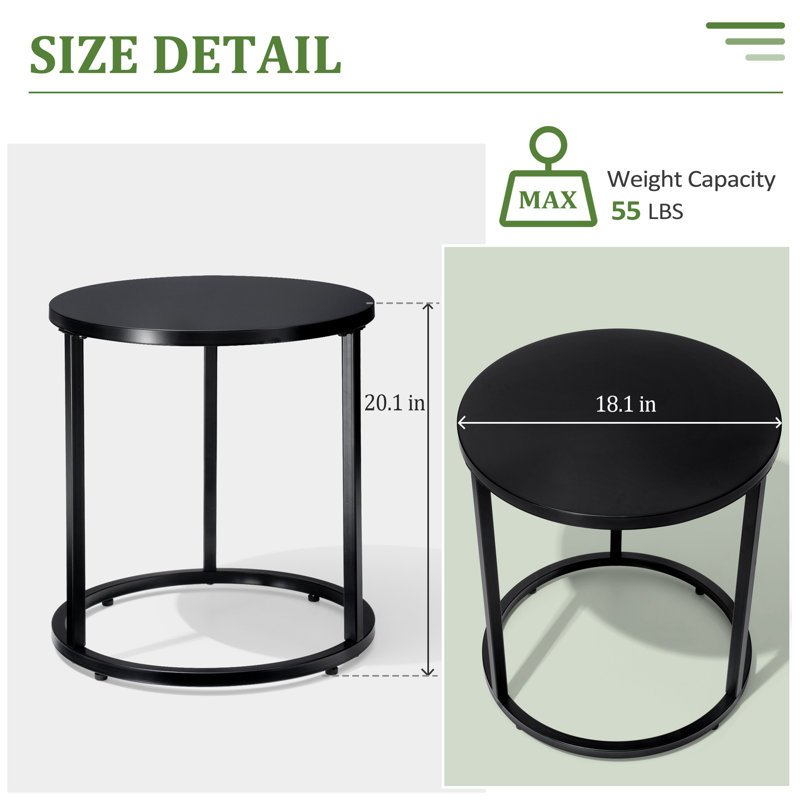 Lachezar Round Outdoor Side Table , 17.91 " W 17.91 " D, Black