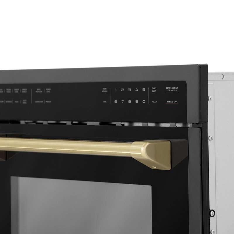 ZLINE Autograph Edition 24 in. 1.6 cu ft. Built-in Convection Microwave Oven in Black Stainless Steel, Champagne Bronze