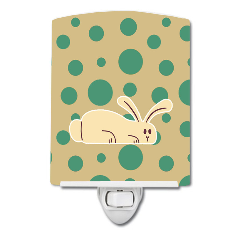 Rabbit on Polka Dots Ceramic Night Light