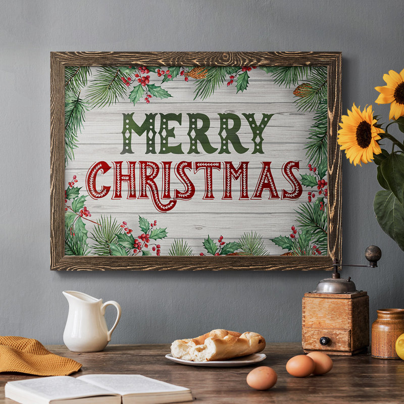 Verdure de Noël encadrée sur toile, H 14 po x l 20 po x P 1,5 po, Noyer