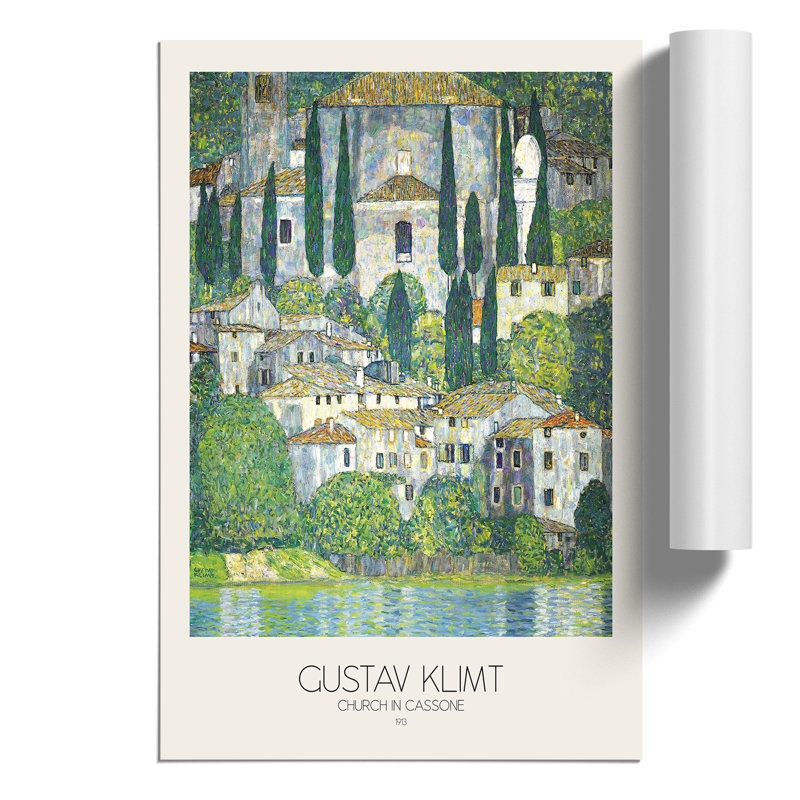 Church in Cassone with Border by Gustav Klimt - Frameless Print, 30cm H x 21cm W x 0.1cm D