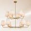 Lustre spoutnik réglable 12 lumières - abat-jour en lin, compatible avec un plafond incliné, luminaire de salle à manger à intensité variable.-316841936