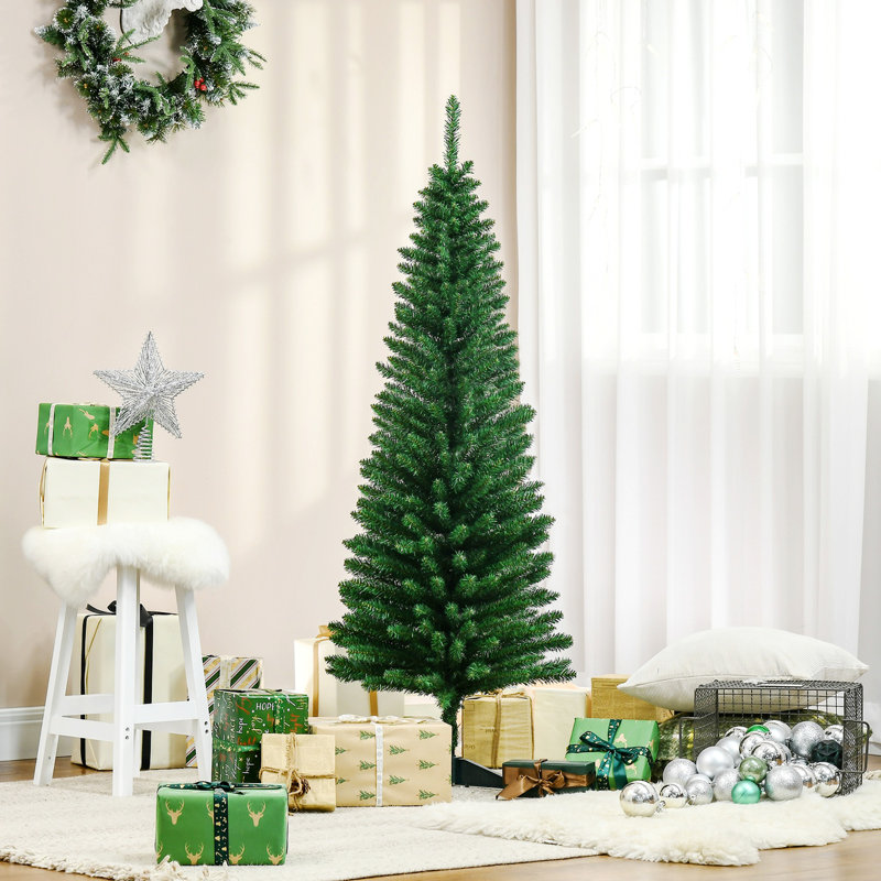 Arbre de Noël artificiel 5 pi, arbre de Noël mince avec 294 branches réalistes et support en plastique