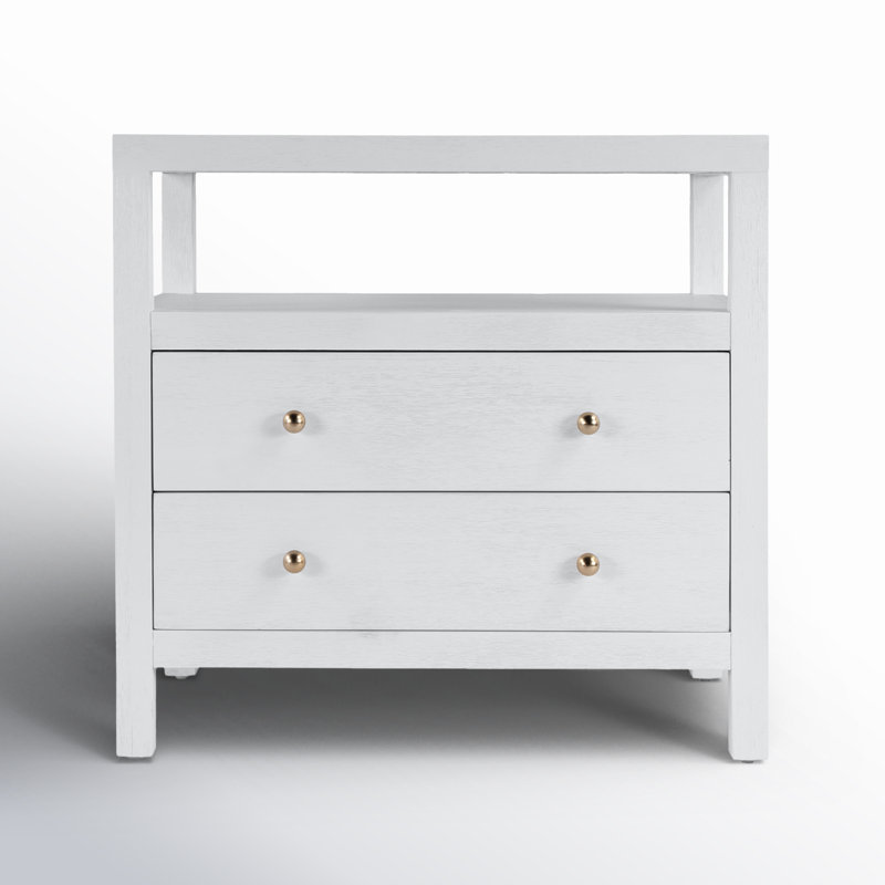 Nora 2-Drawer Wide Nightstand, Antique Coffee