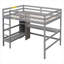 Lit mezzanine double avec tablettes multifonctionnelles et bureau sous le lit