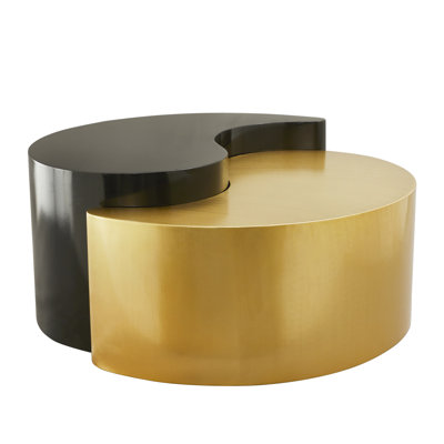 Modern & Contemporary Style Coffee Table Made With Iron Sheet Frame In Black & Gold