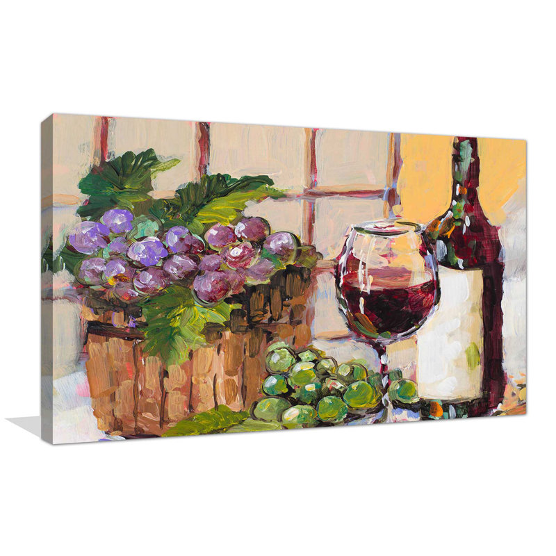 «Classic Wine Still Life», reproduction de peinture à l'huile, H 18 po x l 30 po x P 1 po, Toile tendue