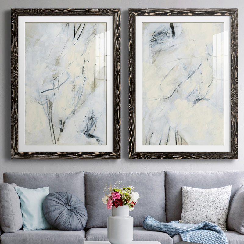 Liminal Space I - ensemble de 2 peintures encadrées, H 43,5 po x l 31,5 po x P 1 po, Cadre noir