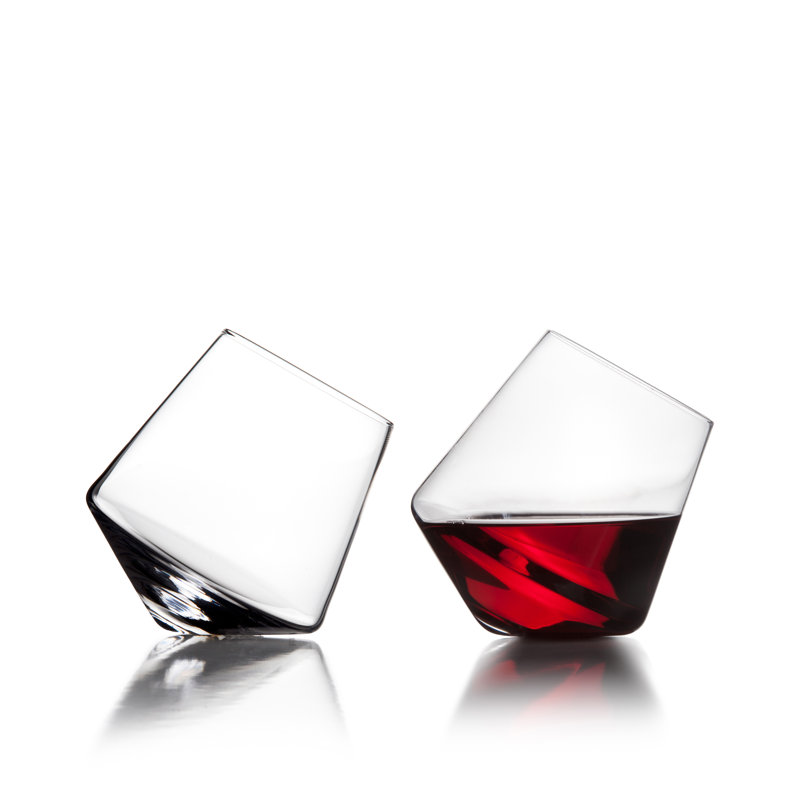 Ice Handmade Crystal Stemless Wine Glass, Clear