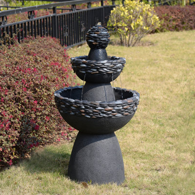 Weather Resistant Pedestal Fountain with Lights