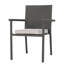 Chaise de salle à manger d'extérieur pour 4 personnes, structure rembourrée et en fer, empilable pour le rangement, finition grise, style moderne, P 25,00 po x l 35,00 po, 4 sièges avec coussins, structure, option, apparence, profondeur, largeur,
